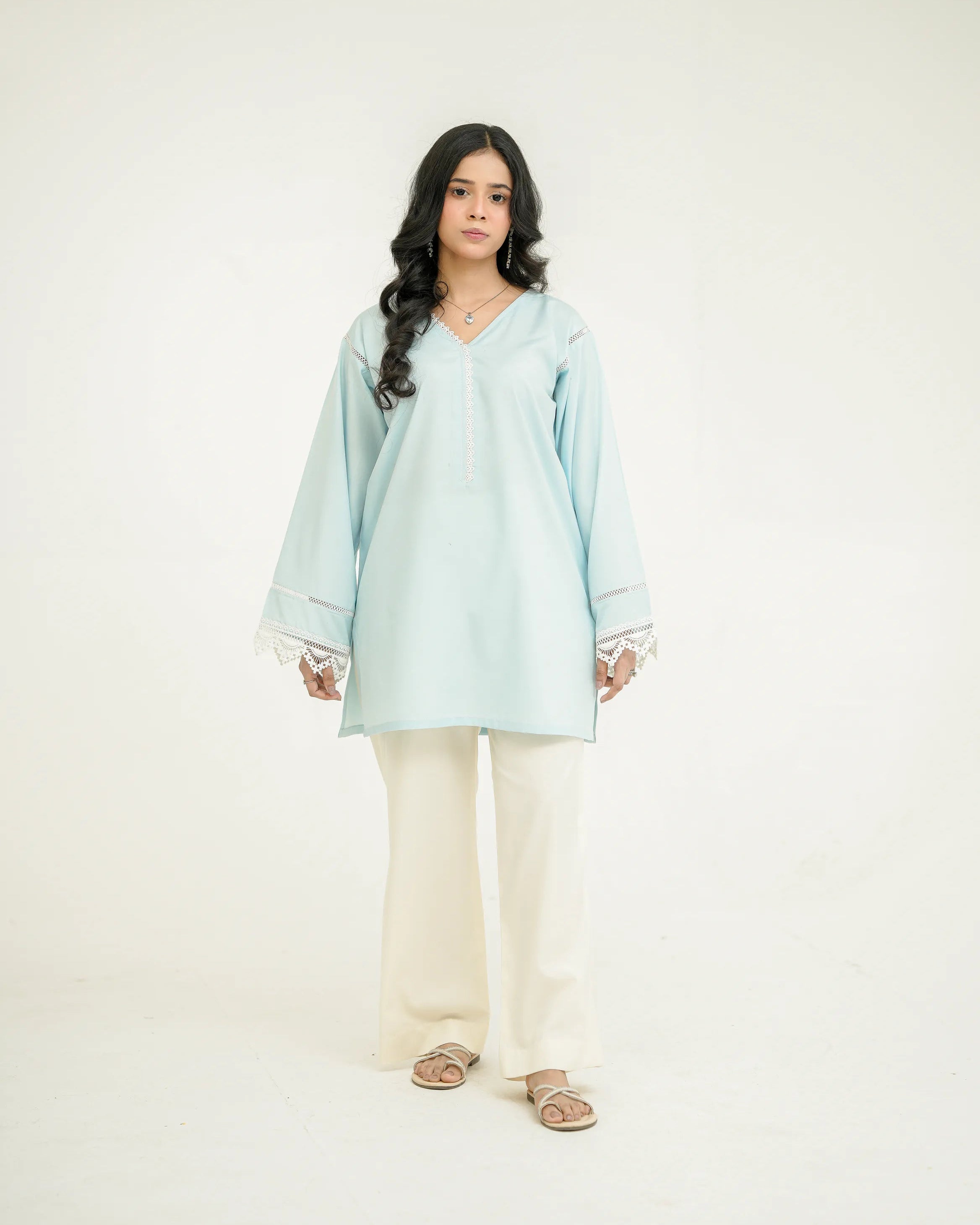 Graceful pastel blue co-ord set for women in Pakistan