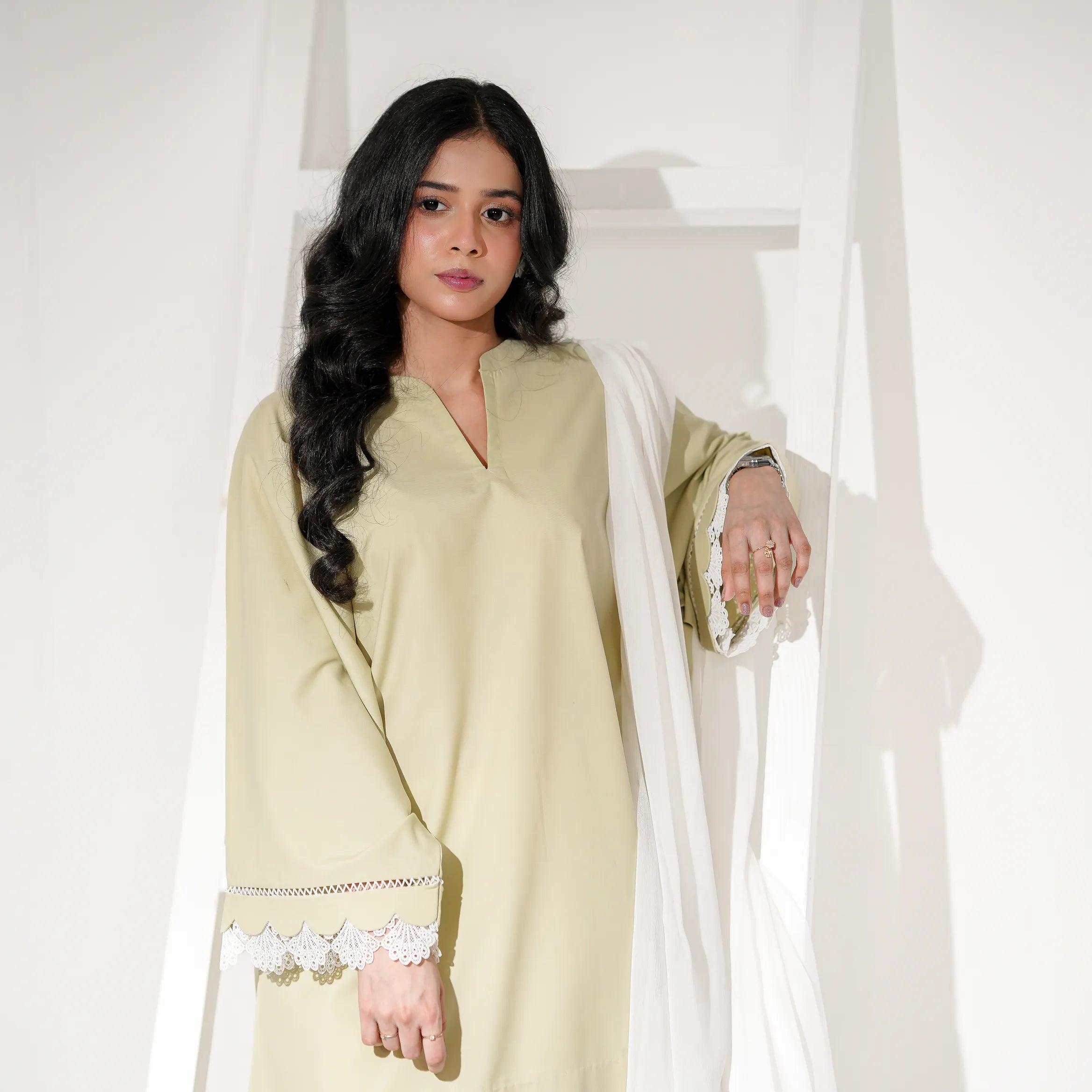 Elegant pastel green Pakistani summer pret wear