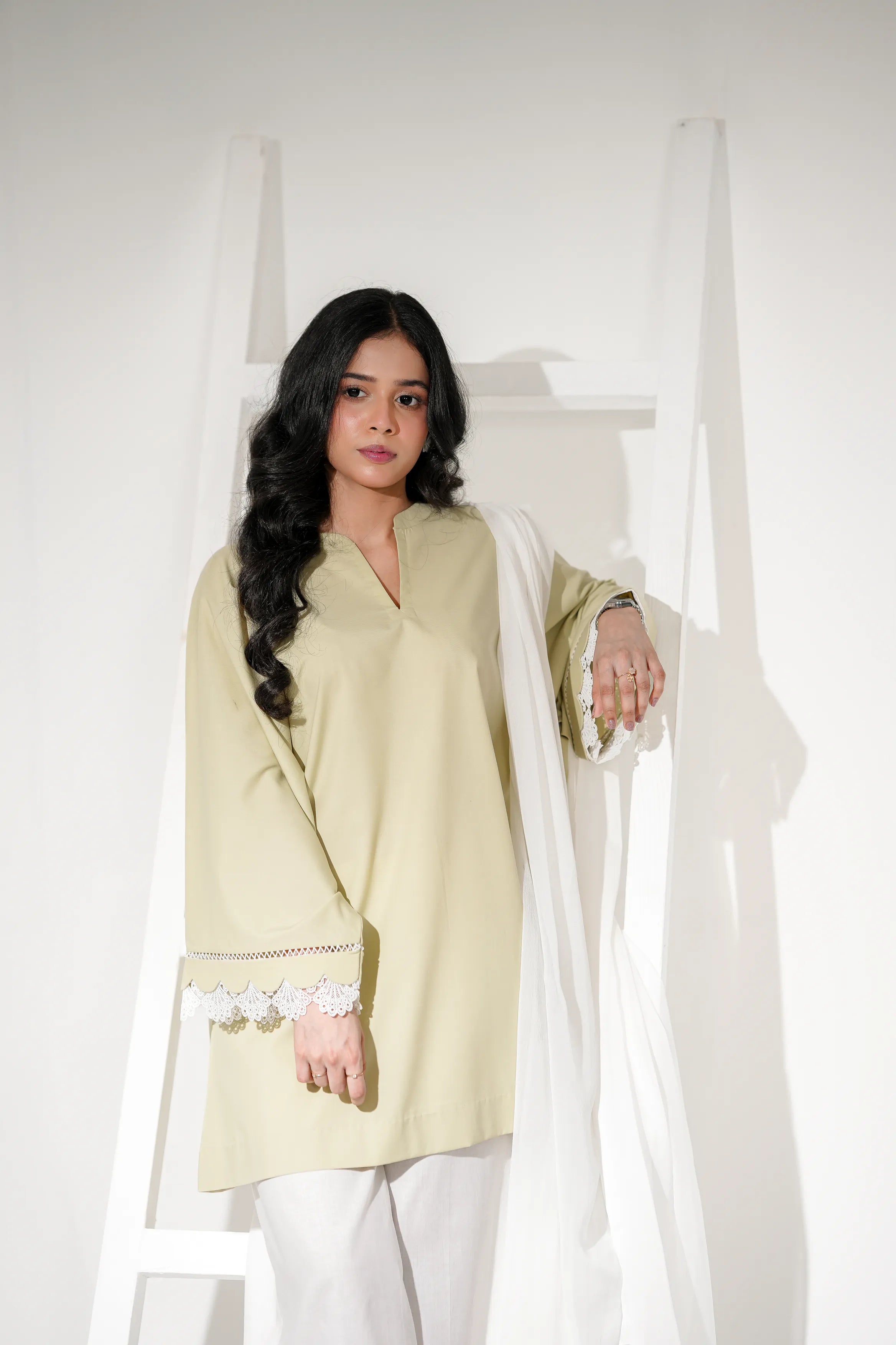 Elegant pastel green Pakistani summer pret wear
