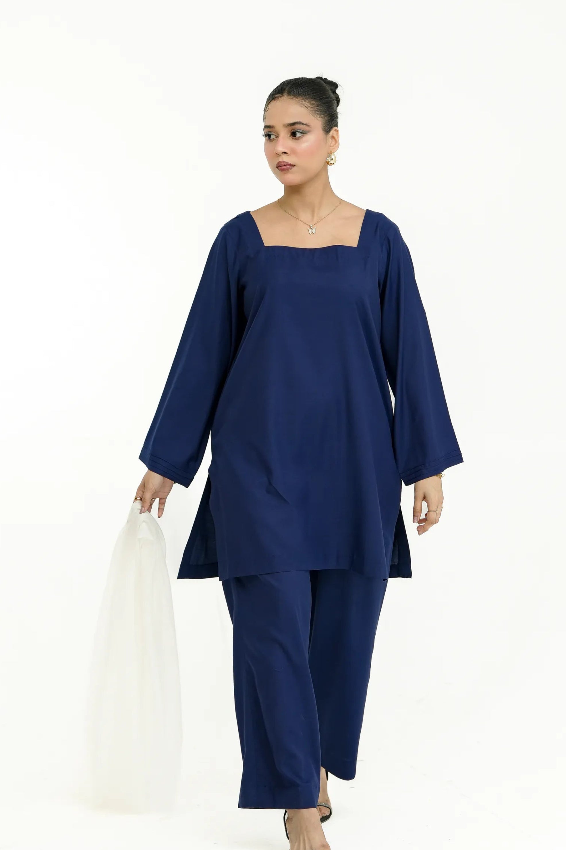 Elegant navy blue Pakistani co-ord set for women