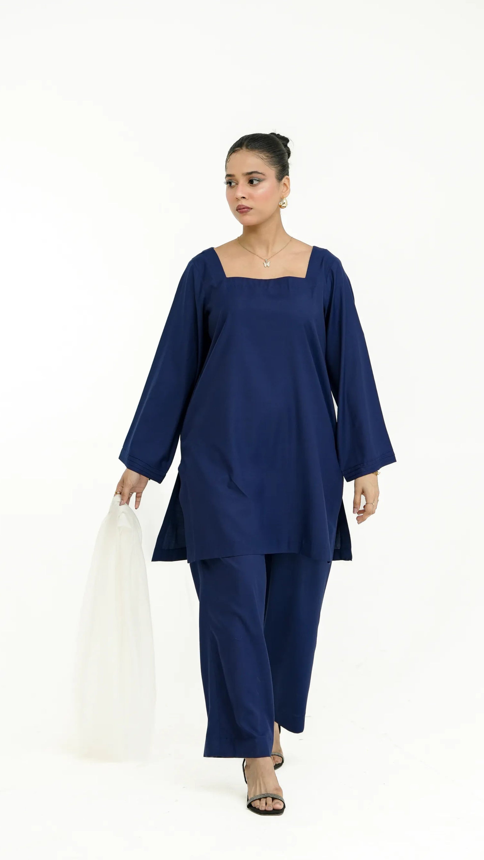 Elegant navy blue Pakistani co-ord set for women