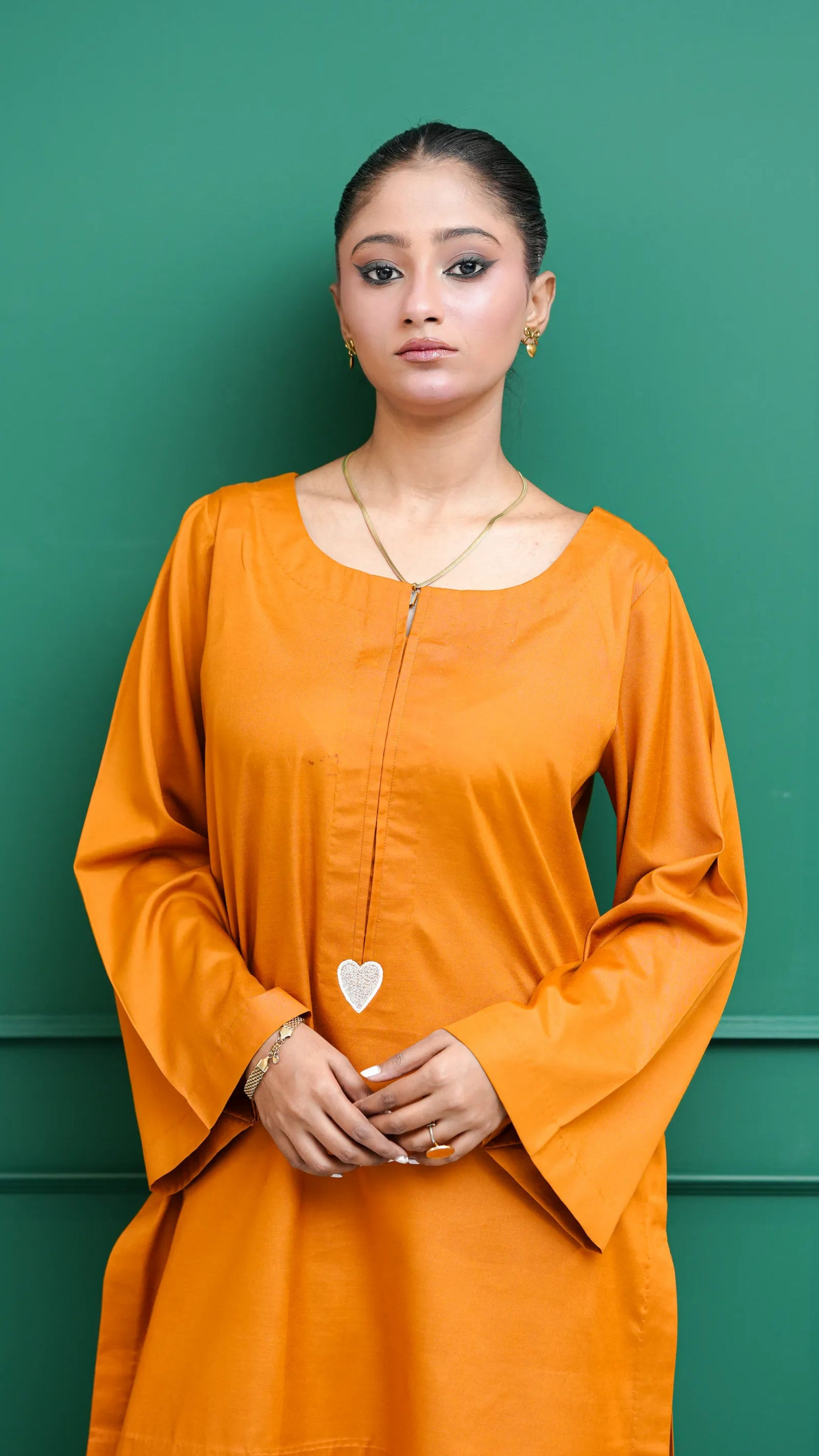 Elegant bronze Pakistani summer pret wear