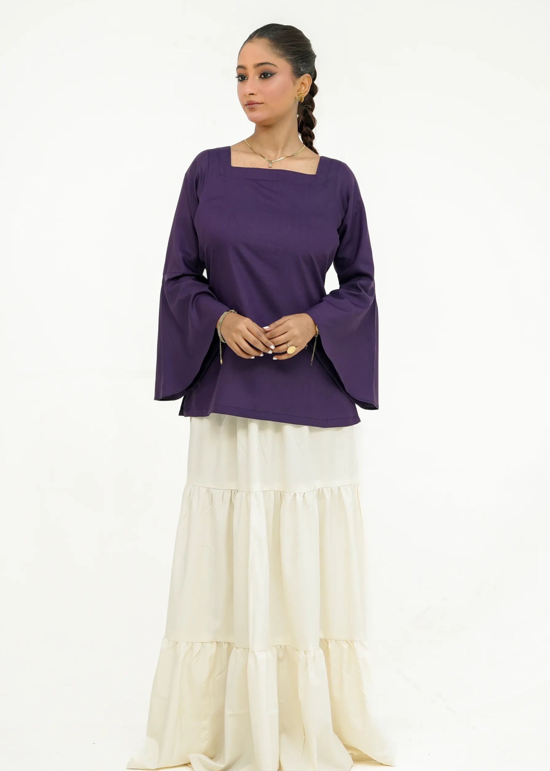 Elegant purple Pakistani summer pret wear