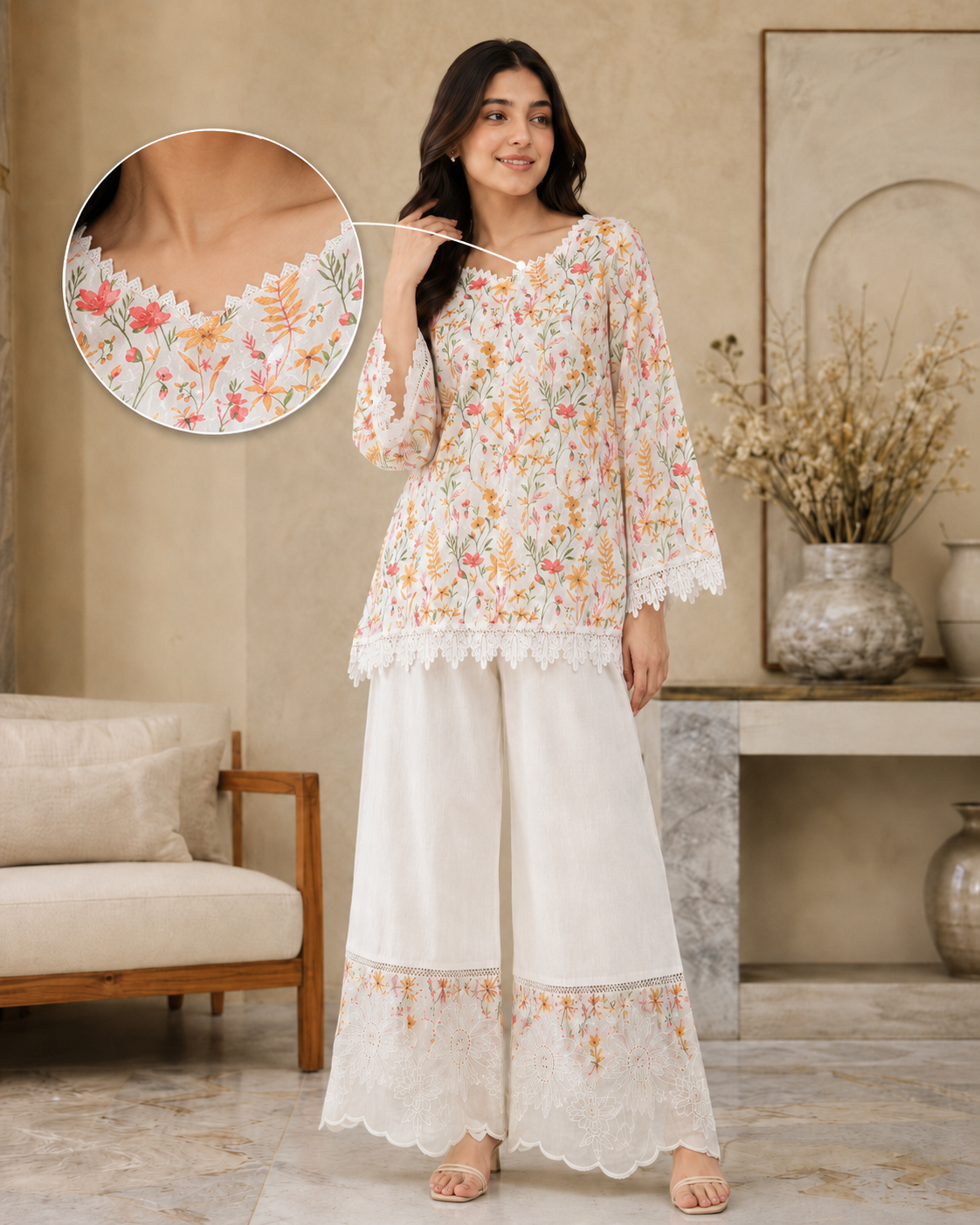 Gul – Floral Imported Chikankari Two-Piece Set