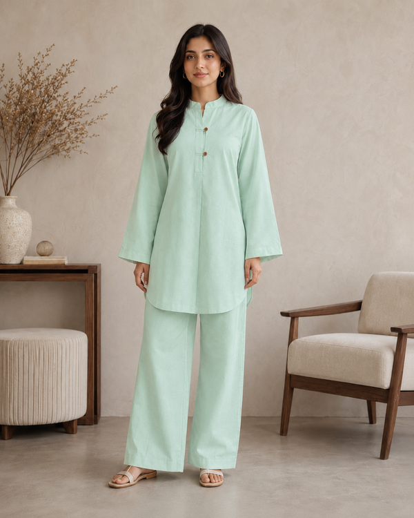 Matcha – Mint Green Cotton Two-Piece Co-Ord Set